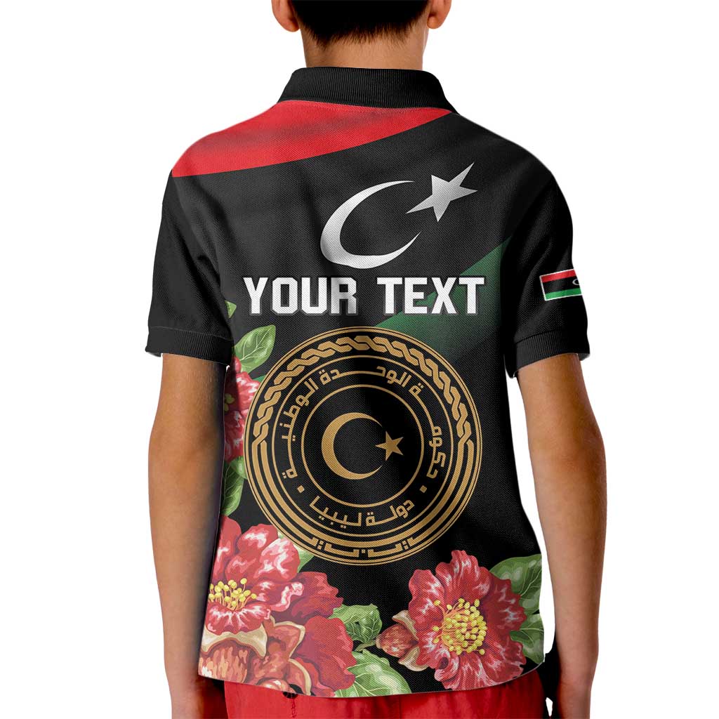 Personalized Libya Revolution Day Kid Polo Shirt Libyan Map With Pomegranate Blossom - Wonder Print Shop