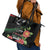 Libya Revolution Day Leather Tote Bag Libyan Map With Pomegranate Blossom - Wonder Print Shop