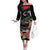 Personalized Libya Revolution Day Off The Shoulder Long Sleeve Dress Libyan Map With Pomegranate Blossom - Wonder Print Shop