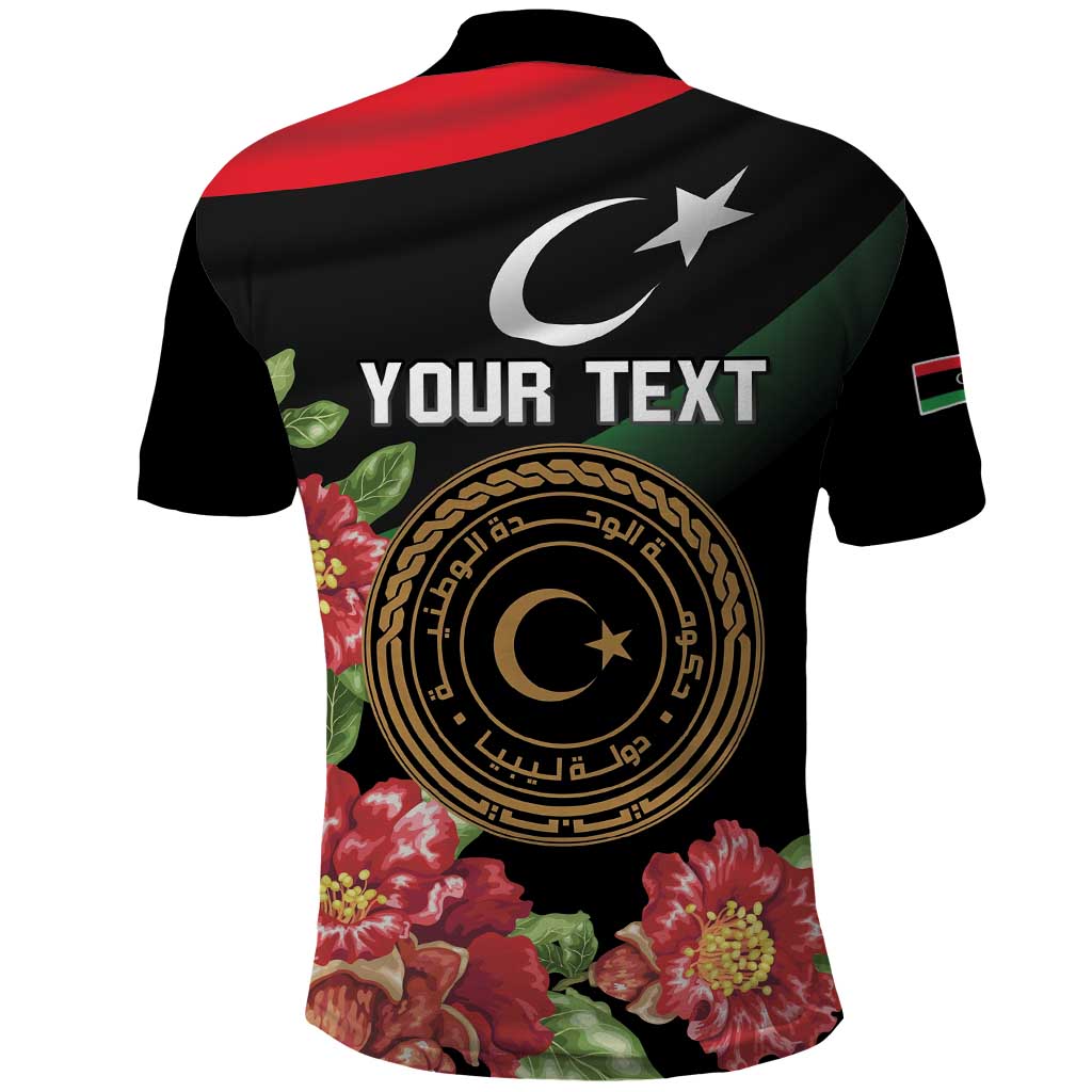 Personalized Libya Revolution Day Polo Shirt Libyan Map With Pomegranate Blossom - Wonder Print Shop