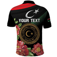Personalized Libya Revolution Day Polo Shirt Libyan Map With Pomegranate Blossom - Wonder Print Shop