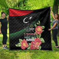 Libya Revolution Day Quilt Libyan Map With Pomegranate Blossom - Wonder Print Shop