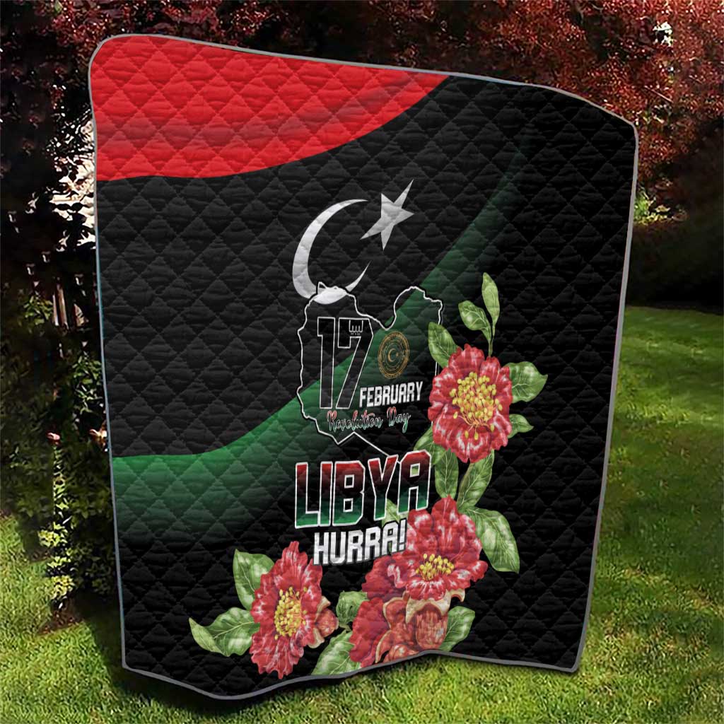 Libya Revolution Day Quilt Libyan Map With Pomegranate Blossom - Wonder Print Shop