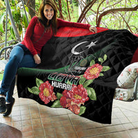 Libya Revolution Day Quilt Libyan Map With Pomegranate Blossom - Wonder Print Shop