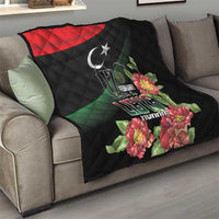 Libya Revolution Day Quilt Libyan Map With Pomegranate Blossom - Wonder Print Shop