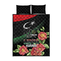 Libya Revolution Day Quilt Bed Set Libyan Map With Pomegranate Blossom - Wonder Print Shop