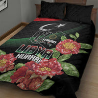 Libya Revolution Day Quilt Bed Set Libyan Map With Pomegranate Blossom - Wonder Print Shop