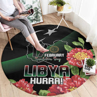 Libya Revolution Day Round Carpet Libyan Map With Pomegranate Blossom - Wonder Print Shop
