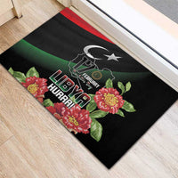 Libya Revolution Day Rubber Doormat Libyan Map With Pomegranate Blossom - Wonder Print Shop