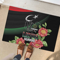 Libya Revolution Day Rubber Doormat Libyan Map With Pomegranate Blossom - Wonder Print Shop