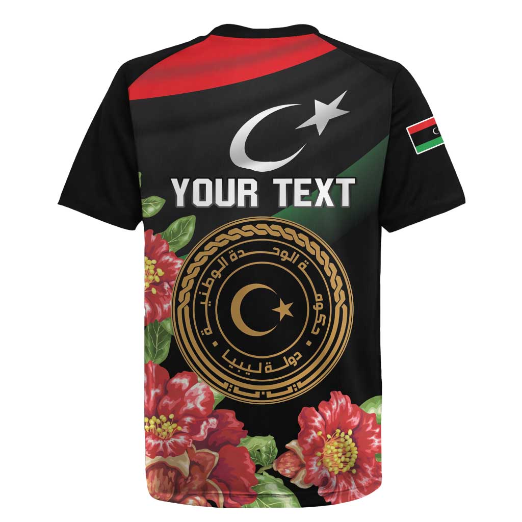 Personalized Libya Revolution Day Rugby Jersey Libyan Map With Pomegranate Blossom - Wonder Print Shop