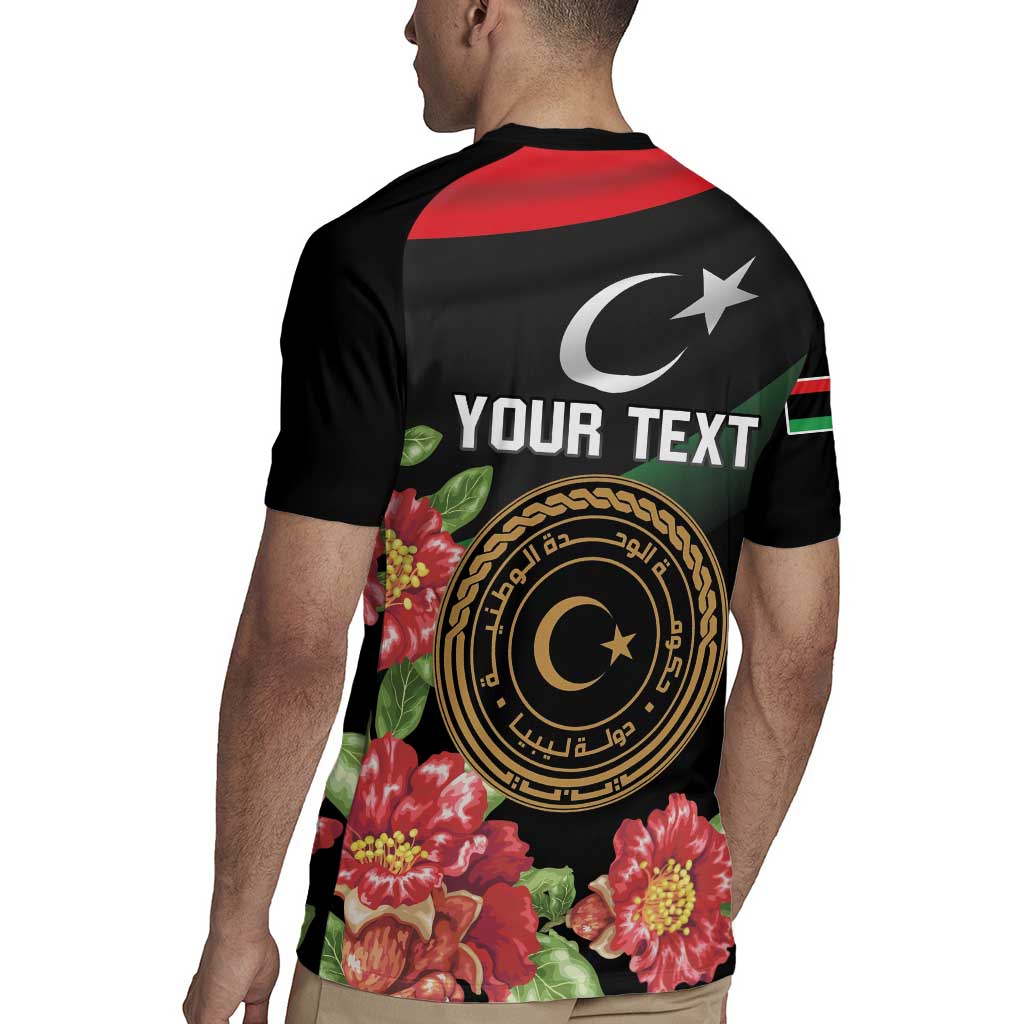 Personalized Libya Revolution Day Rugby Jersey Libyan Map With Pomegranate Blossom - Wonder Print Shop