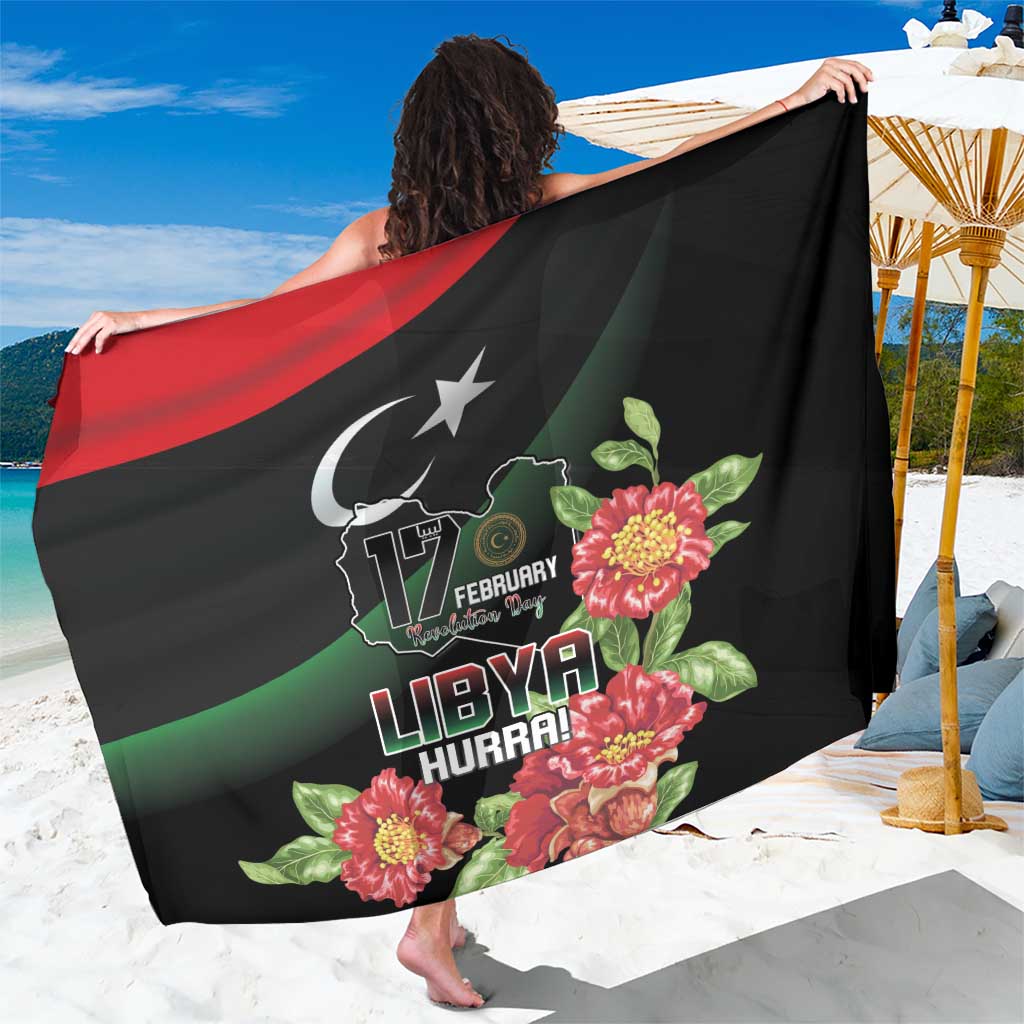 Libya Revolution Day Sarong Libyan Map With Pomegranate Blossom - Wonder Print Shop
