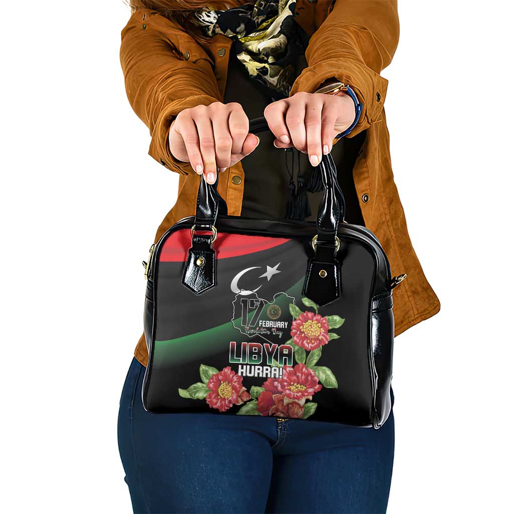 Libya Revolution Day Shoulder Handbag Libyan Map With Pomegranate Blossom - Wonder Print Shop