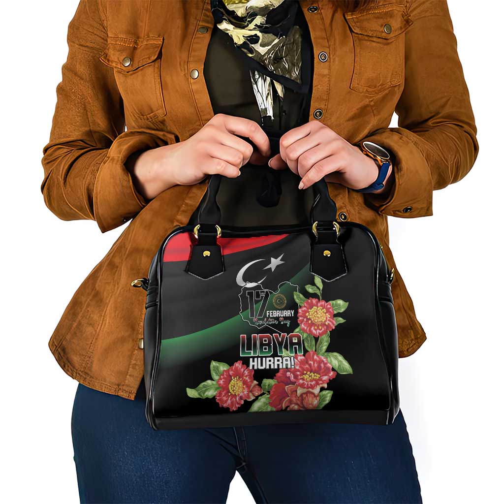 Libya Revolution Day Shoulder Handbag Libyan Map With Pomegranate Blossom - Wonder Print Shop