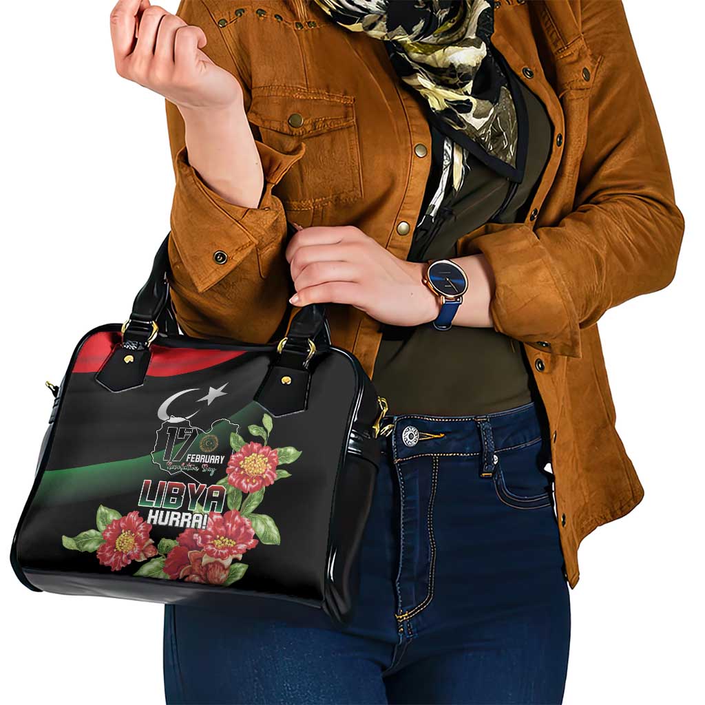 Libya Revolution Day Shoulder Handbag Libyan Map With Pomegranate Blossom - Wonder Print Shop