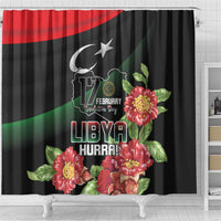 Libya Revolution Day Shower Curtain Libyan Map With Pomegranate Blossom - Wonder Print Shop