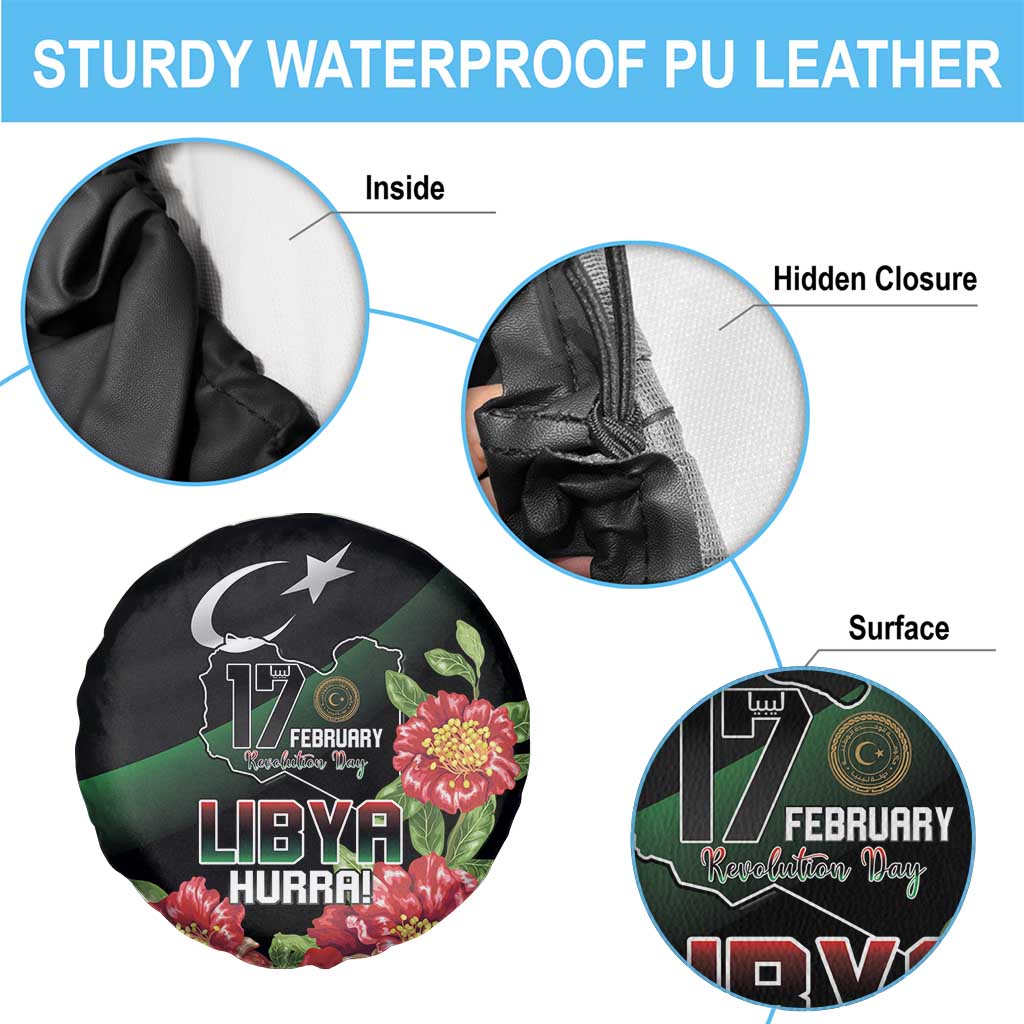 Libya Revolution Day Spare Tire Cover Libyan Map With Pomegranate Blossom - Wonder Print Shop