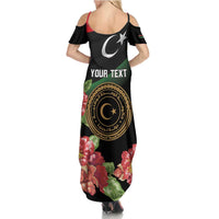 Personalized Libya Revolution Day Summer Maxi Dress Libyan Map With Pomegranate Blossom - Wonder Print Shop