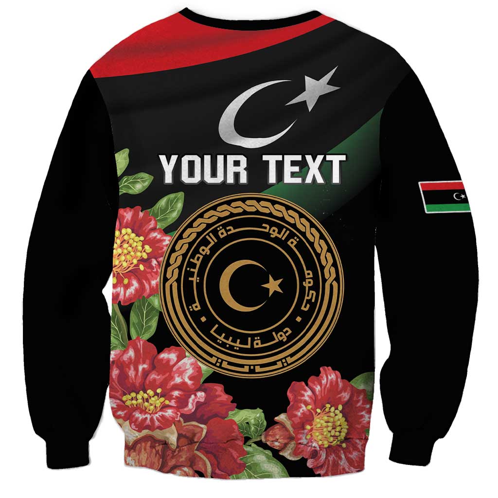 Personalized Libya Revolution Day Sweatshirt Libyan Map With Pomegranate Blossom - Wonder Print Shop