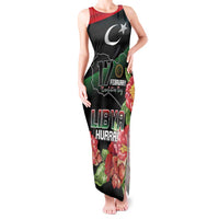 Personalized Libya Revolution Day Tank Maxi Dress Libyan Map With Pomegranate Blossom - Wonder Print Shop