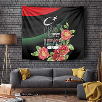 Libya Revolution Day Tapestry Libyan Map With Pomegranate Blossom - Wonder Print Shop