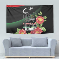 Libya Revolution Day Tapestry Libyan Map With Pomegranate Blossom - Wonder Print Shop