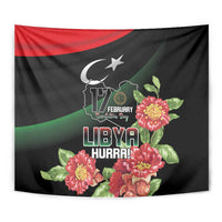 Libya Revolution Day Tapestry Libyan Map With Pomegranate Blossom - Wonder Print Shop