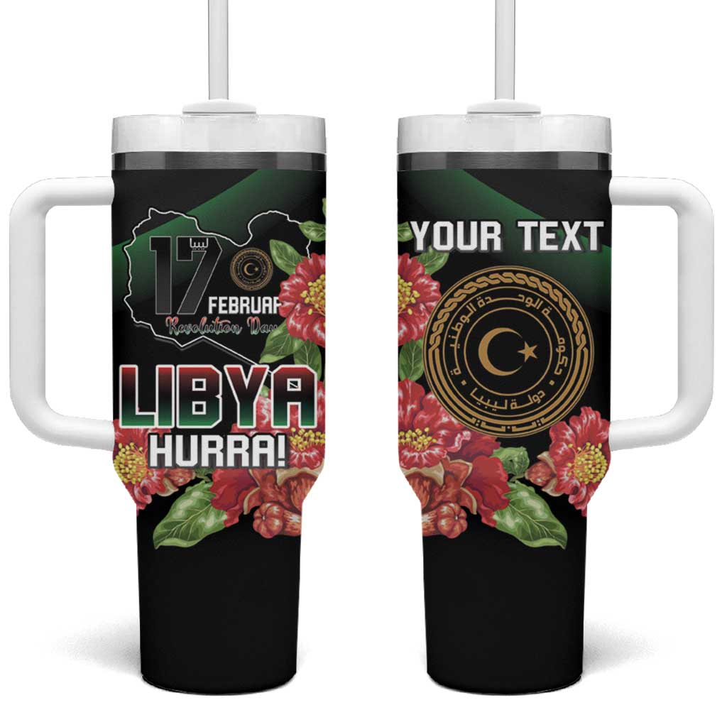Personalized Libya Revolution Day Tumbler With Handle Libyan Map With Pomegranate Blossom - Wonder Print Shop