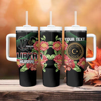 Personalized Libya Revolution Day Tumbler With Handle Libyan Map With Pomegranate Blossom - Wonder Print Shop