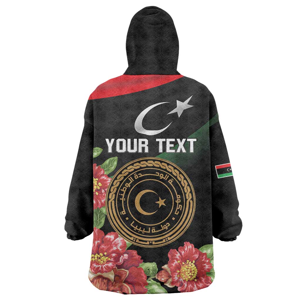 Personalized Libya Revolution Day Wearable Blanket Hoodie Libyan Map With Pomegranate Blossom - Wonder Print Shop
