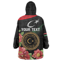 Personalized Libya Revolution Day Wearable Blanket Hoodie Libyan Map With Pomegranate Blossom - Wonder Print Shop