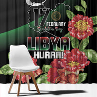 Libya Revolution Day Window Curtain Libyan Map With Pomegranate Blossom - Wonder Print Shop