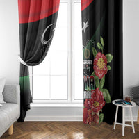 Libya Revolution Day Window Curtain Libyan Map With Pomegranate Blossom - Wonder Print Shop