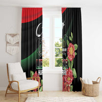Libya Revolution Day Window Curtain Libyan Map With Pomegranate Blossom - Wonder Print Shop