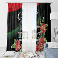 Libya Revolution Day Window Curtain Libyan Map With Pomegranate Blossom - Wonder Print Shop