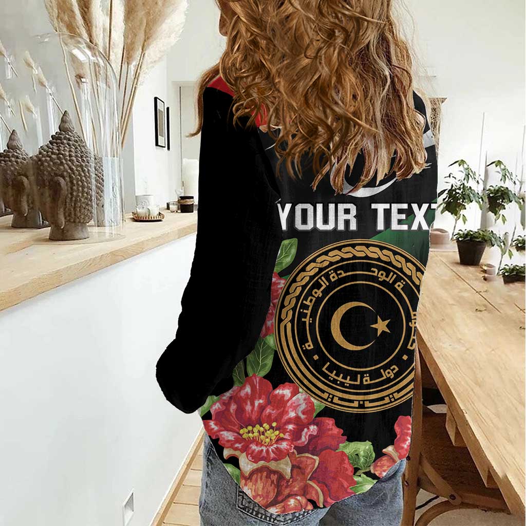 Personalized Libya Revolution Day Women Casual Shirt Libyan Map With Pomegranate Blossom - Wonder Print Shop
