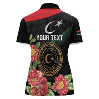 Personalized Libya Revolution Day Women Polo Shirt Libyan Map With Pomegranate Blossom - Wonder Print Shop