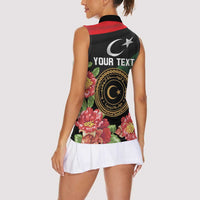 Personalized Libya Revolution Day Women Sleeveless Polo Shirt Libyan Map With Pomegranate Blossom - Wonder Print Shop