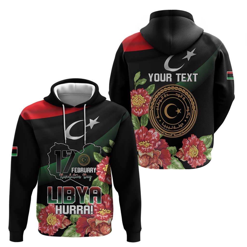 Personalized Libya Revolution Day Zip Hoodie Libyan Map With Pomegranate Blossom - Wonder Print Shop