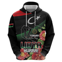 Personalized Libya Revolution Day Zip Hoodie Libyan Map With Pomegranate Blossom - Wonder Print Shop