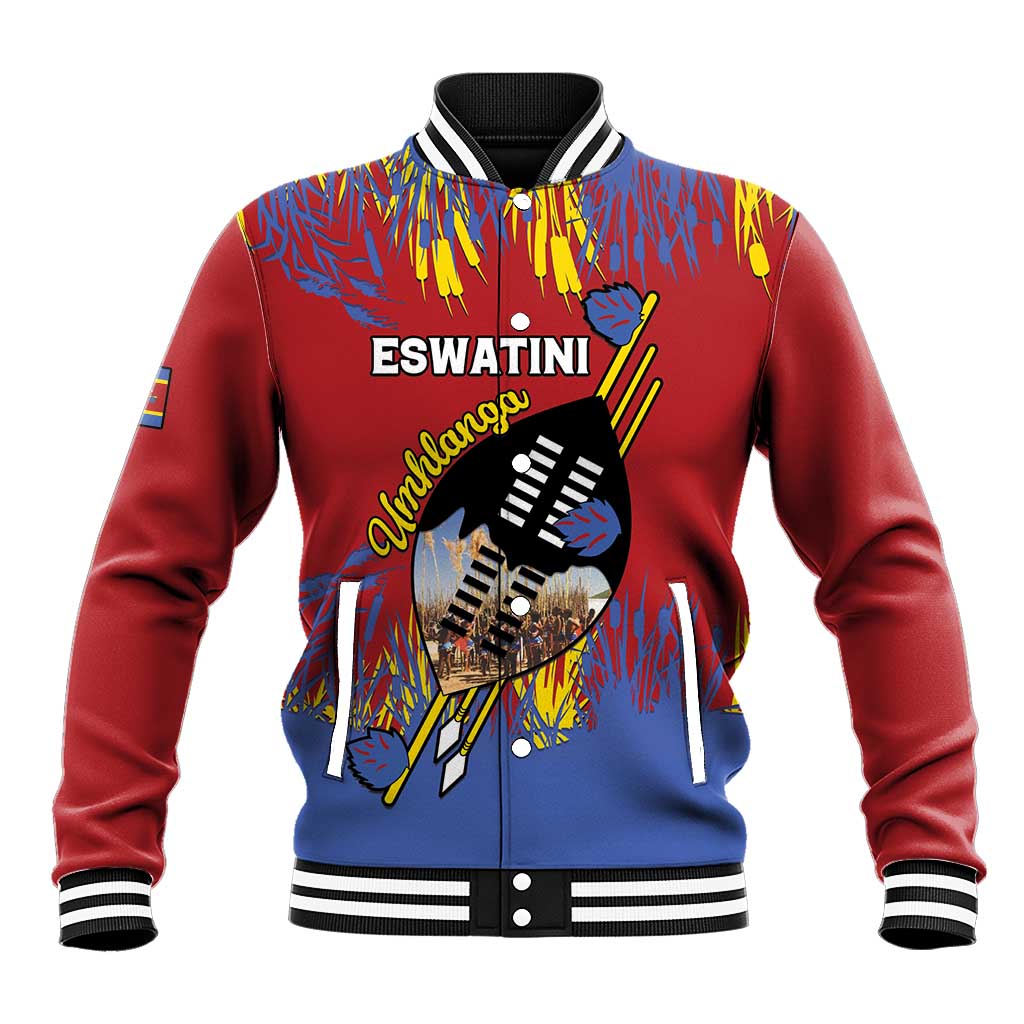 Personalized Eswatini Umhlanga Baseball Jacket Nguni Shield With Reed - Wonder Print Shop