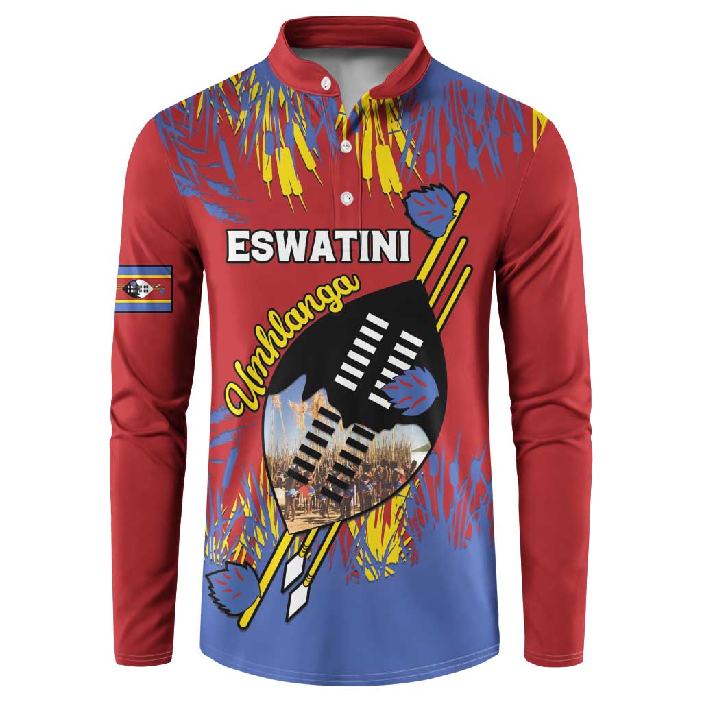 Personalized Eswatini Umhlanga Button Sweatshirt Nguni Shield With Reed - Wonder Print Shop