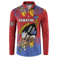 Personalized Eswatini Umhlanga Button Sweatshirt Nguni Shield With Reed - Wonder Print Shop