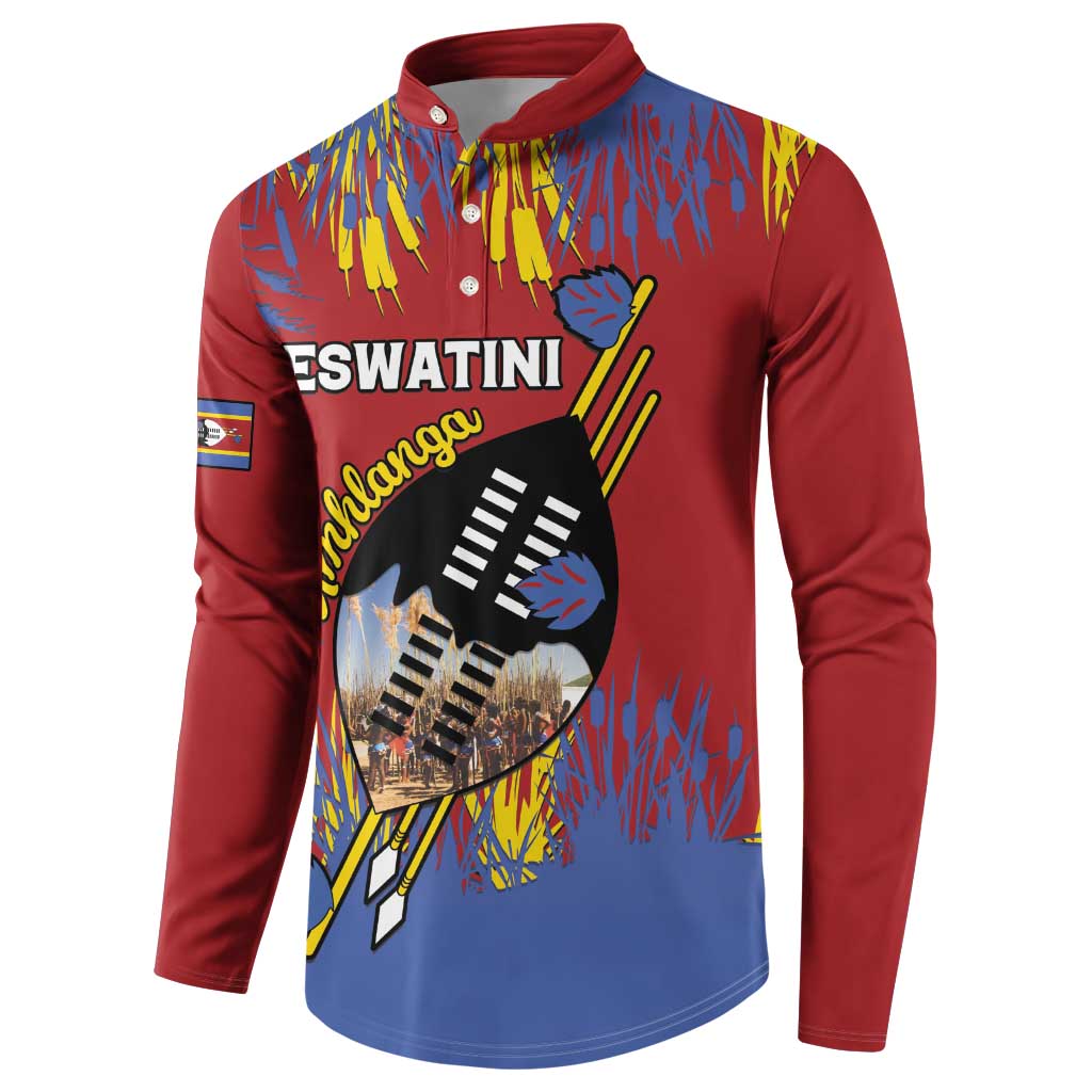 Personalized Eswatini Umhlanga Button Sweatshirt Nguni Shield With Reed - Wonder Print Shop