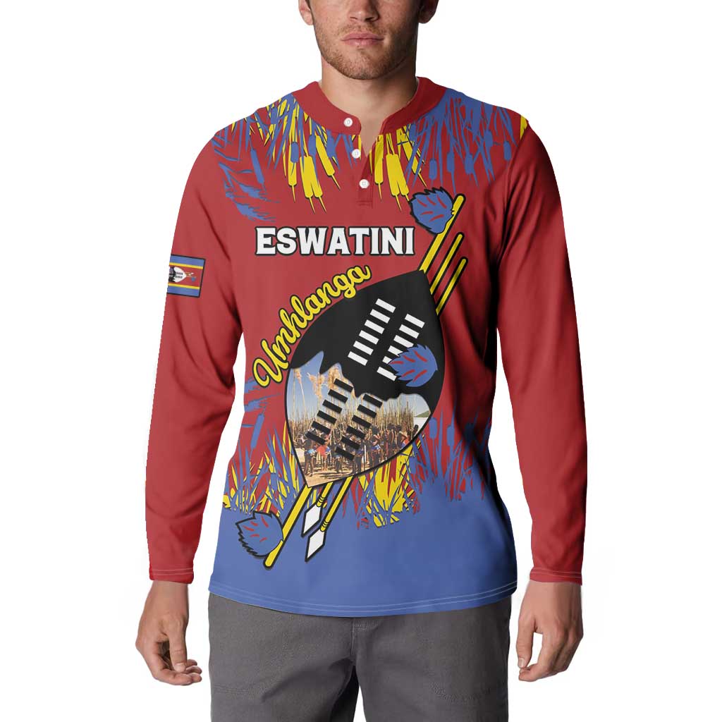 Personalized Eswatini Umhlanga Button Sweatshirt Nguni Shield With Reed - Wonder Print Shop