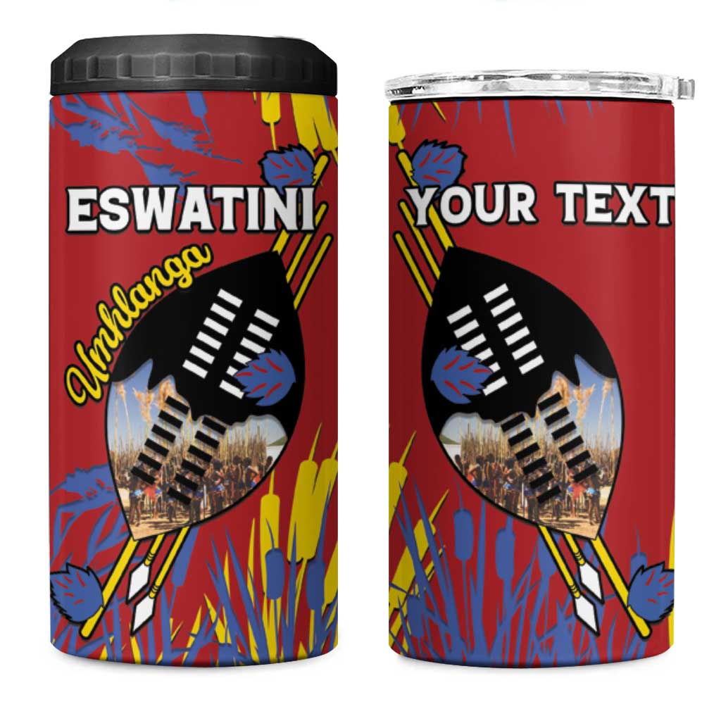 Personalized Eswatini Umhlanga 4 in 1 Can Cooler Tumbler Nguni Shield With Reed - Wonder Print Shop