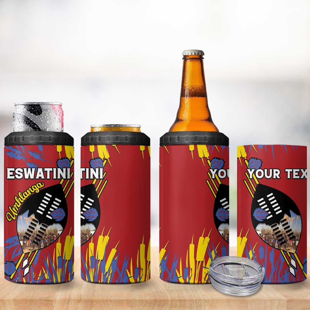 Personalized Eswatini Umhlanga 4 in 1 Can Cooler Tumbler Nguni Shield With Reed - Wonder Print Shop