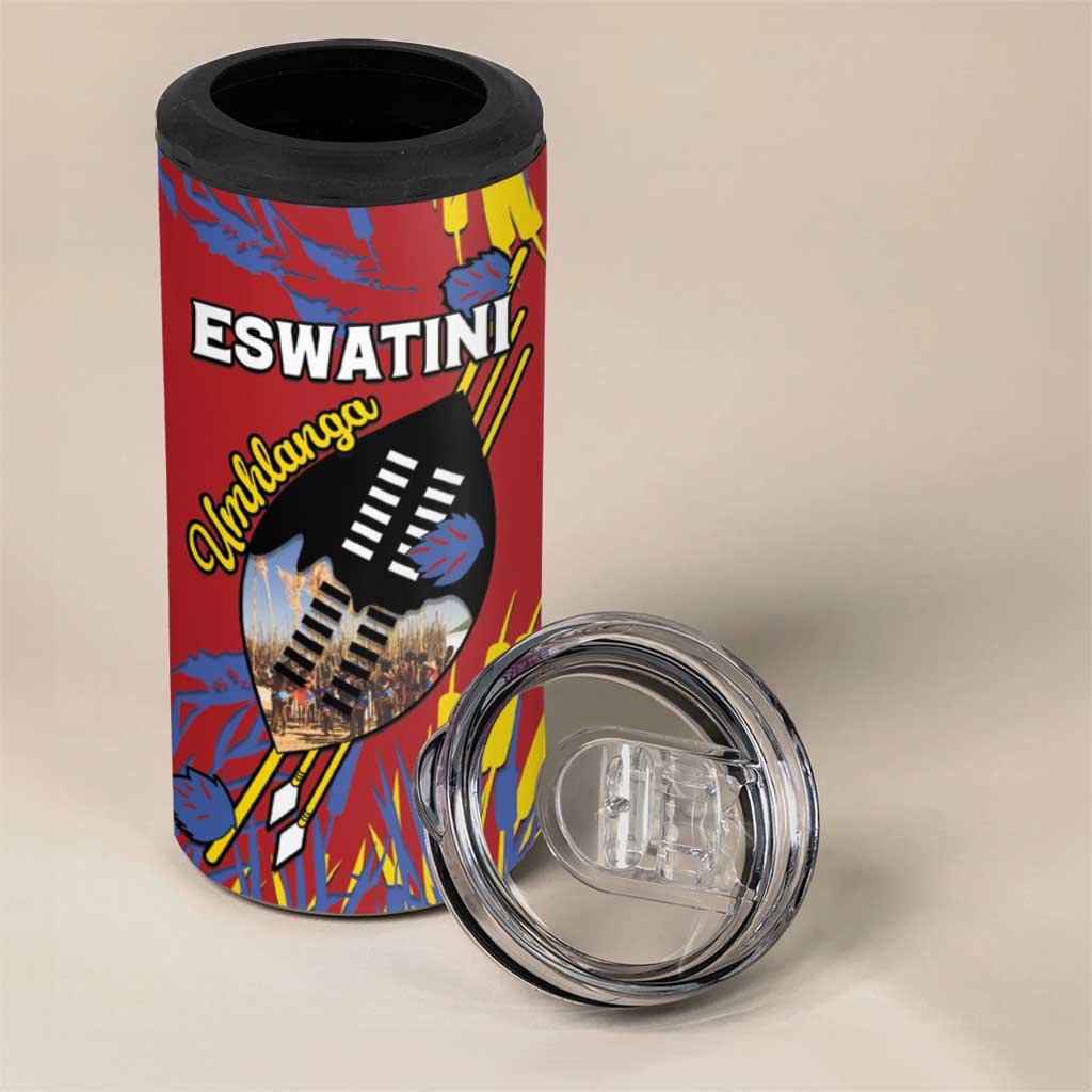 Personalized Eswatini Umhlanga 4 in 1 Can Cooler Tumbler Nguni Shield With Reed - Wonder Print Shop