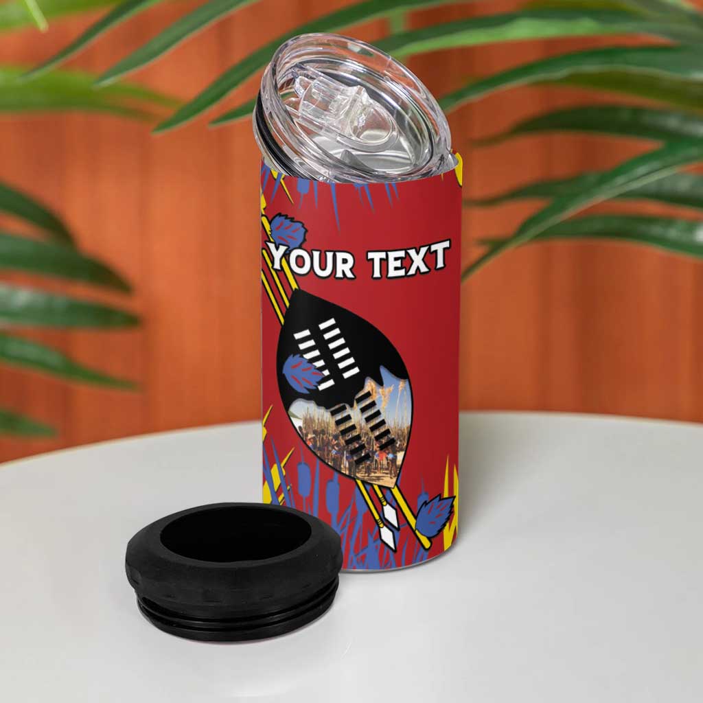 Personalized Eswatini Umhlanga 4 in 1 Can Cooler Tumbler Nguni Shield With Reed - Wonder Print Shop